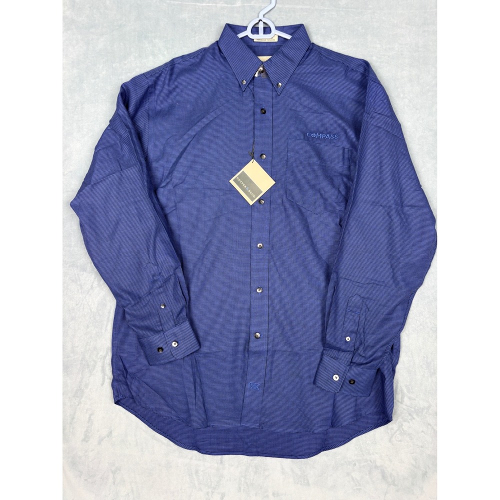 Cutter & Buck Mens Blue Compass Embroidered Button Down Shirt Large New